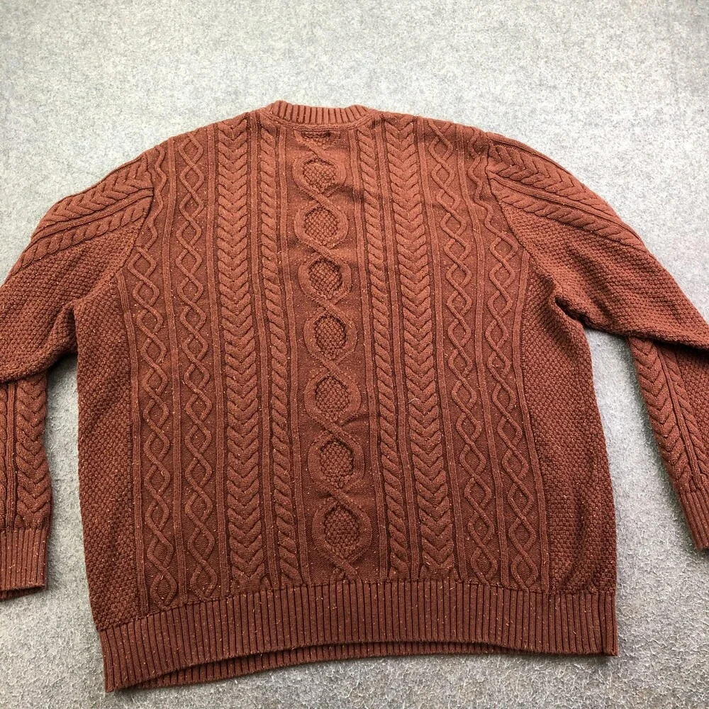 L.L.Bean Sweater Mens 3XL Tall Brown Fisherman Cable Knit Crewneck Cotton - Picture 6 of 9